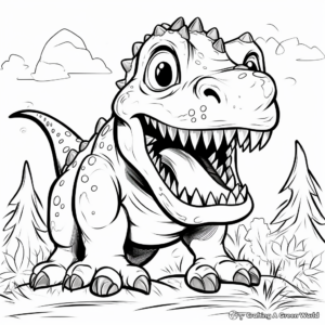 Kid-Friendly Cartoon Scary T Rex Coloring Pages 2