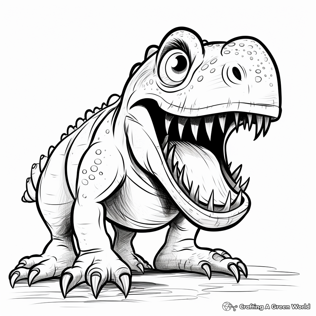 Kid-Friendly Cartoon Scary T Rex Coloring Pages 3