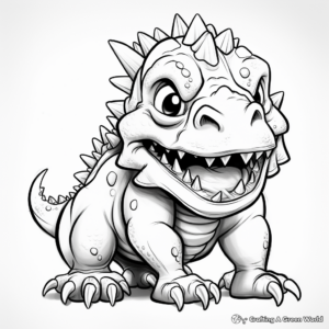 Kid-Friendly Cartoon Scary T Rex Coloring Pages 4