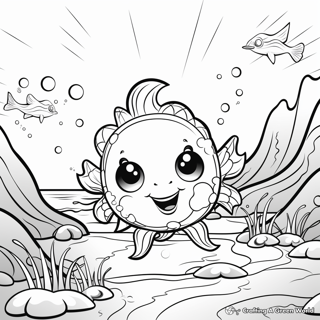 Kid-Friendly Cartoon Sea Creature Beach Coloring Pages 2