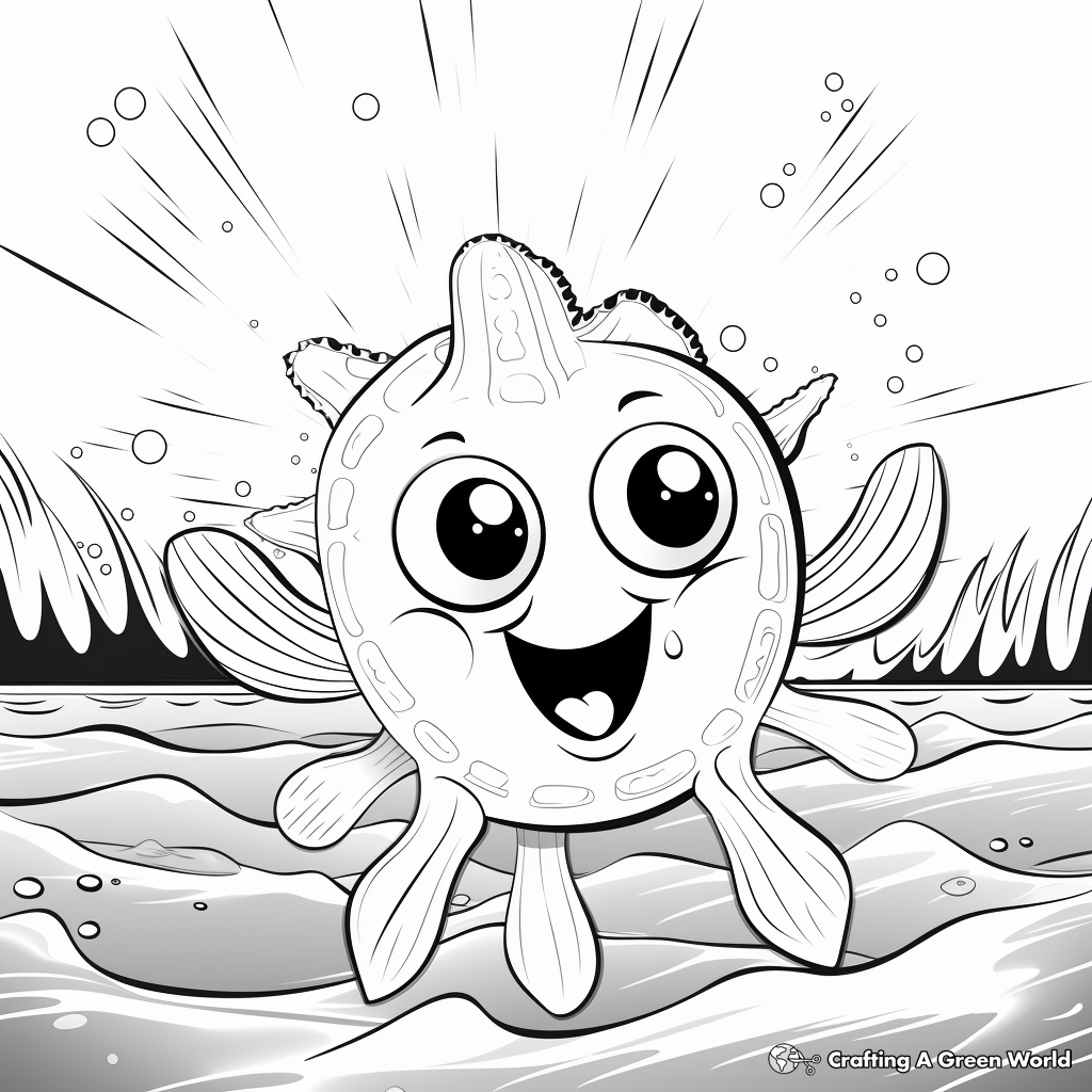 Kid-Friendly Cartoon Sea Creature Beach Coloring Pages 4