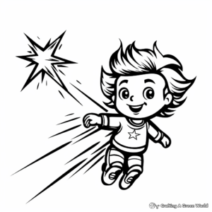 Kid-Friendly Cartoon Shooting Star Coloring Pages 1
