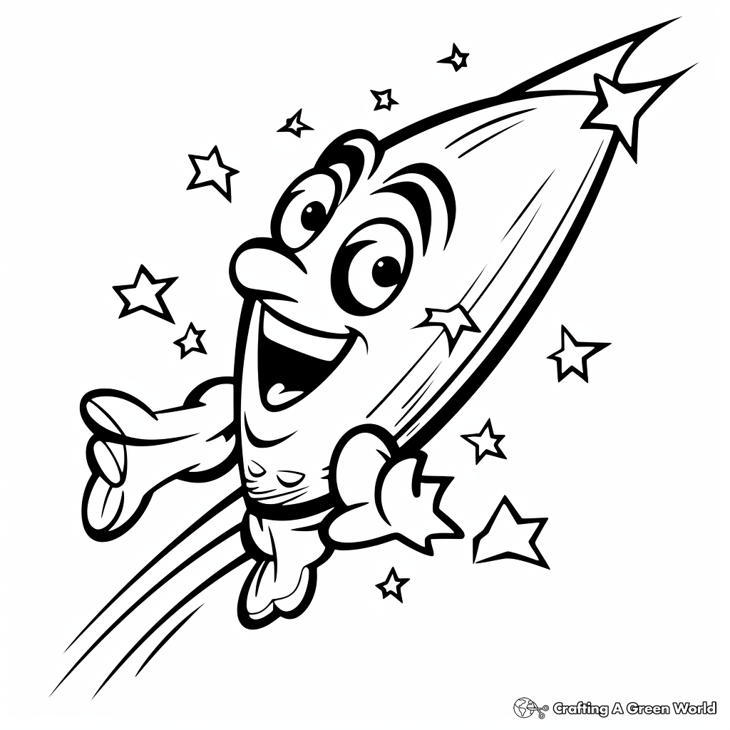 Kid-Friendly Cartoon Shooting Star Coloring Pages 3