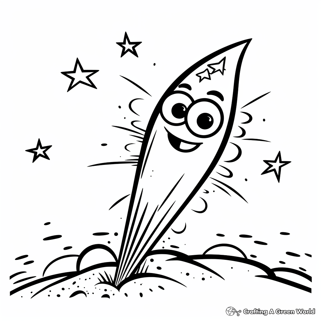 Kid-Friendly Cartoon Shooting Star Coloring Pages 4