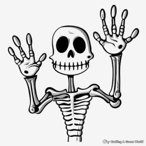 Kid-Friendly Cartoon Skeleton Hand Coloring Pages 2