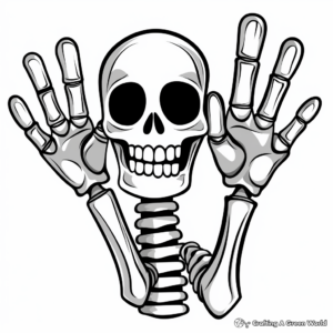 Kid-Friendly Cartoon Skeleton Hand Coloring Pages 3