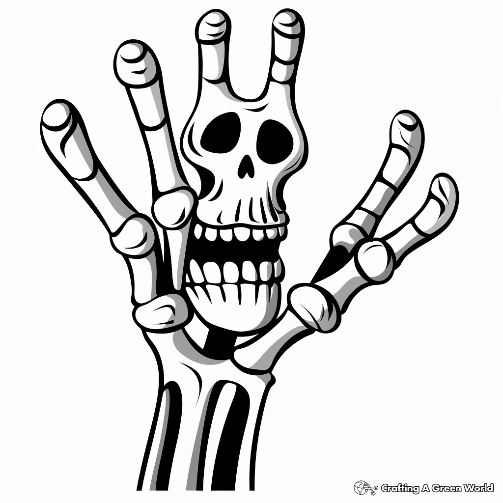 Kid-Friendly Cartoon Skeleton Hand Coloring Pages 4