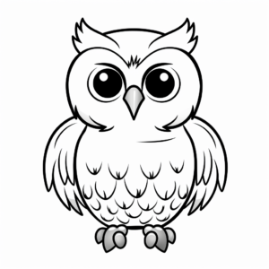 Kid-Friendly Cartoon Snowy Owl Coloring Pages 2