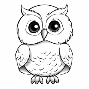 Kid-Friendly Cartoon Snowy Owl Coloring Pages 3