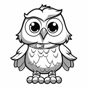Kid-Friendly Cartoon Snowy Owl Coloring Pages 4
