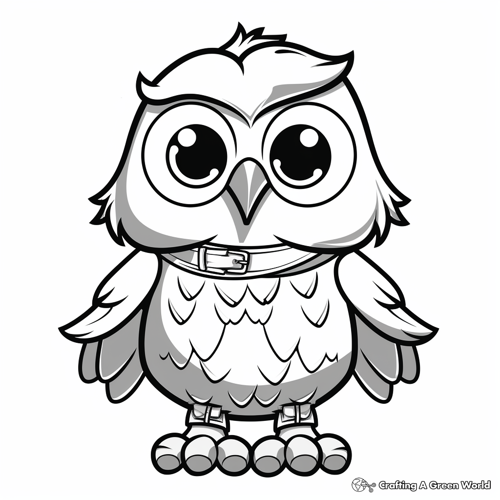 Kid-Friendly Cartoon Snowy Owl Coloring Pages 4