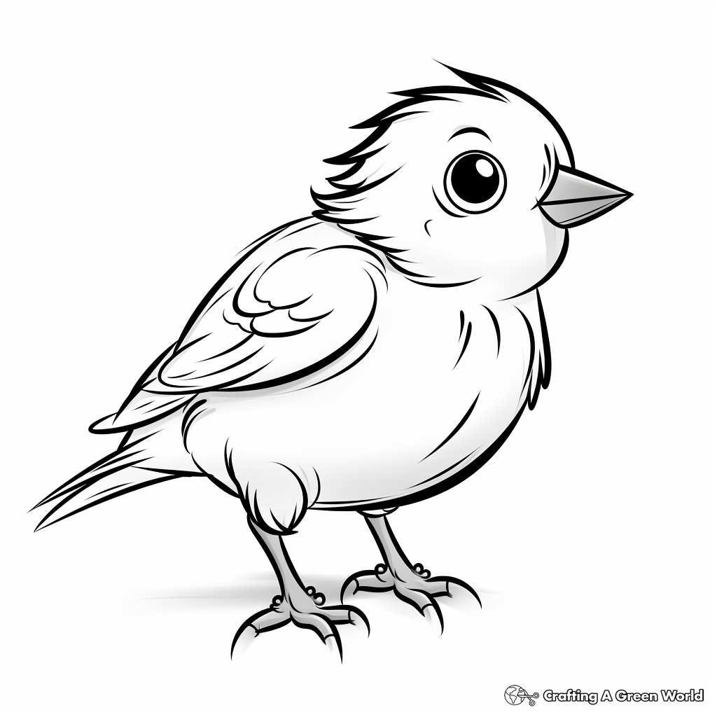 Kid-Friendly Cartoon Sparrow Coloring Pages 1