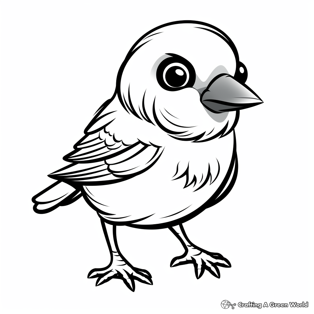 Kid-Friendly Cartoon Sparrow Coloring Pages 3