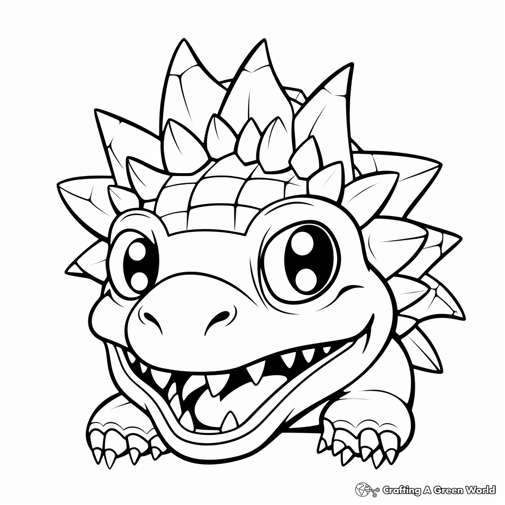 Kid-friendly Cartoon Stegosaurus Coloring Pages 1