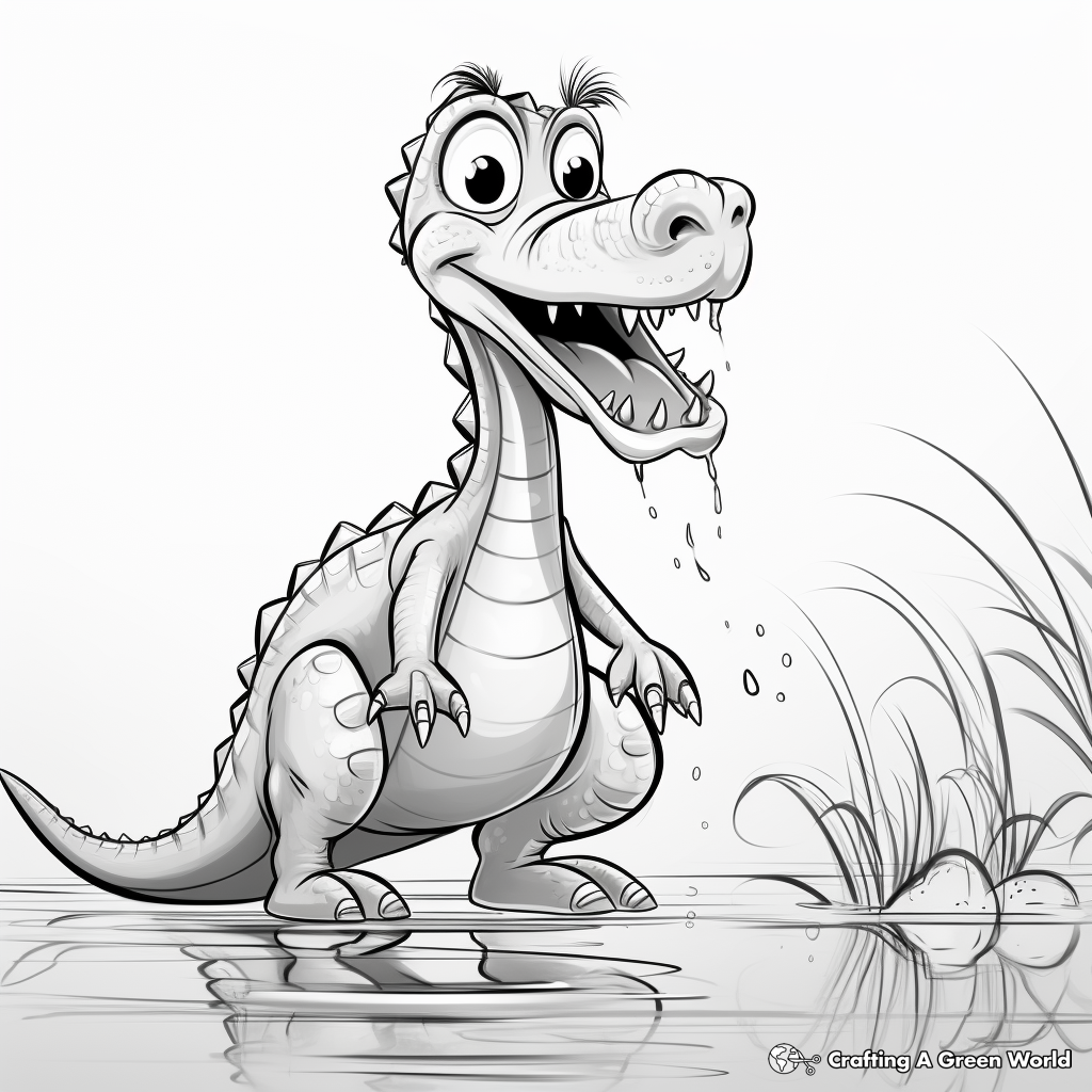 Kid-Friendly Cartoon Suchomimus Coloring Pages 3