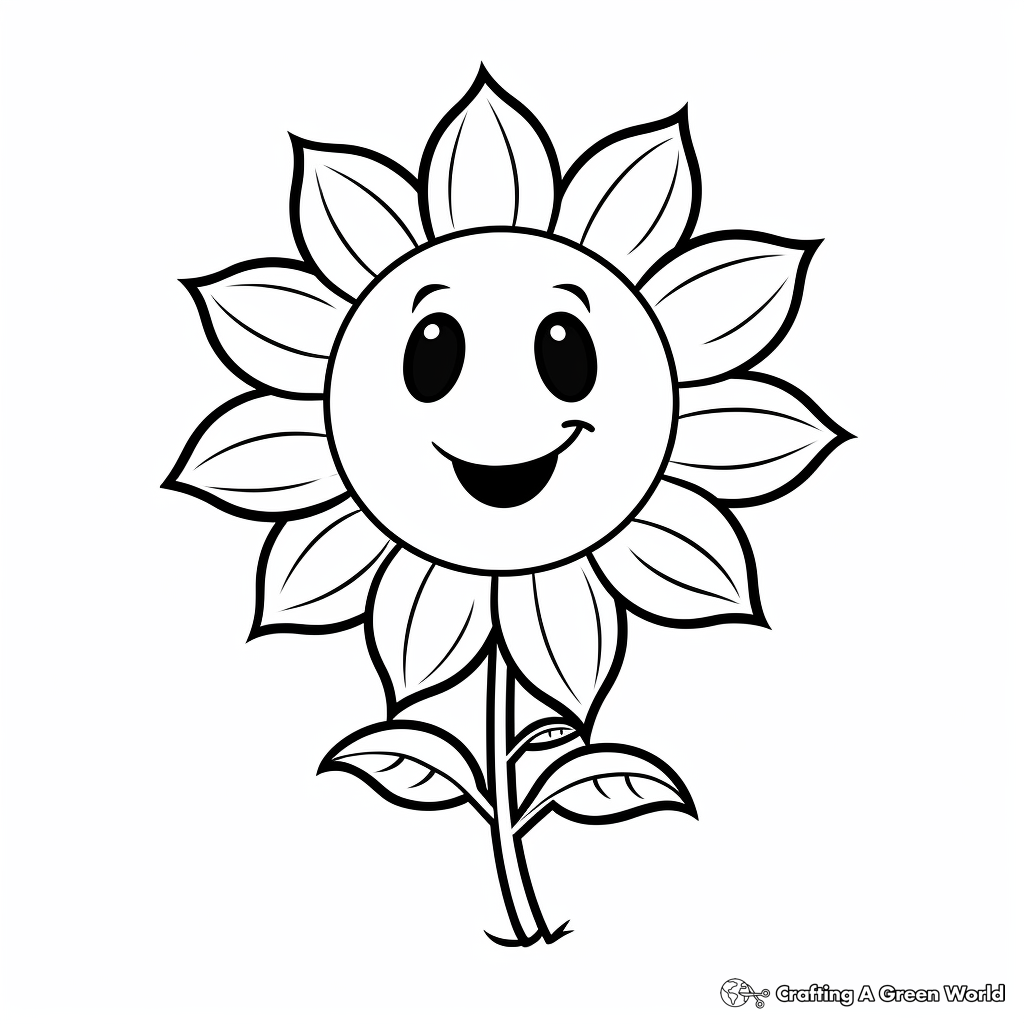 Kid-Friendly Cartoon Sunflower Coloring Pages 1
