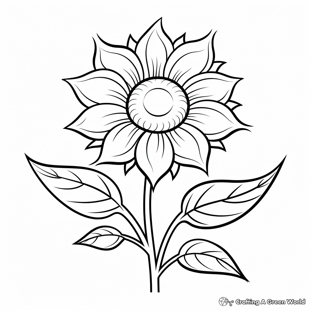 Kid-Friendly Cartoon Sunflower Coloring Pages 2