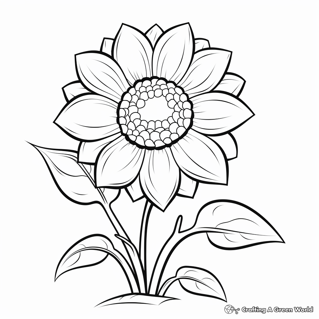 Kid-Friendly Cartoon Sunflower Coloring Pages 3