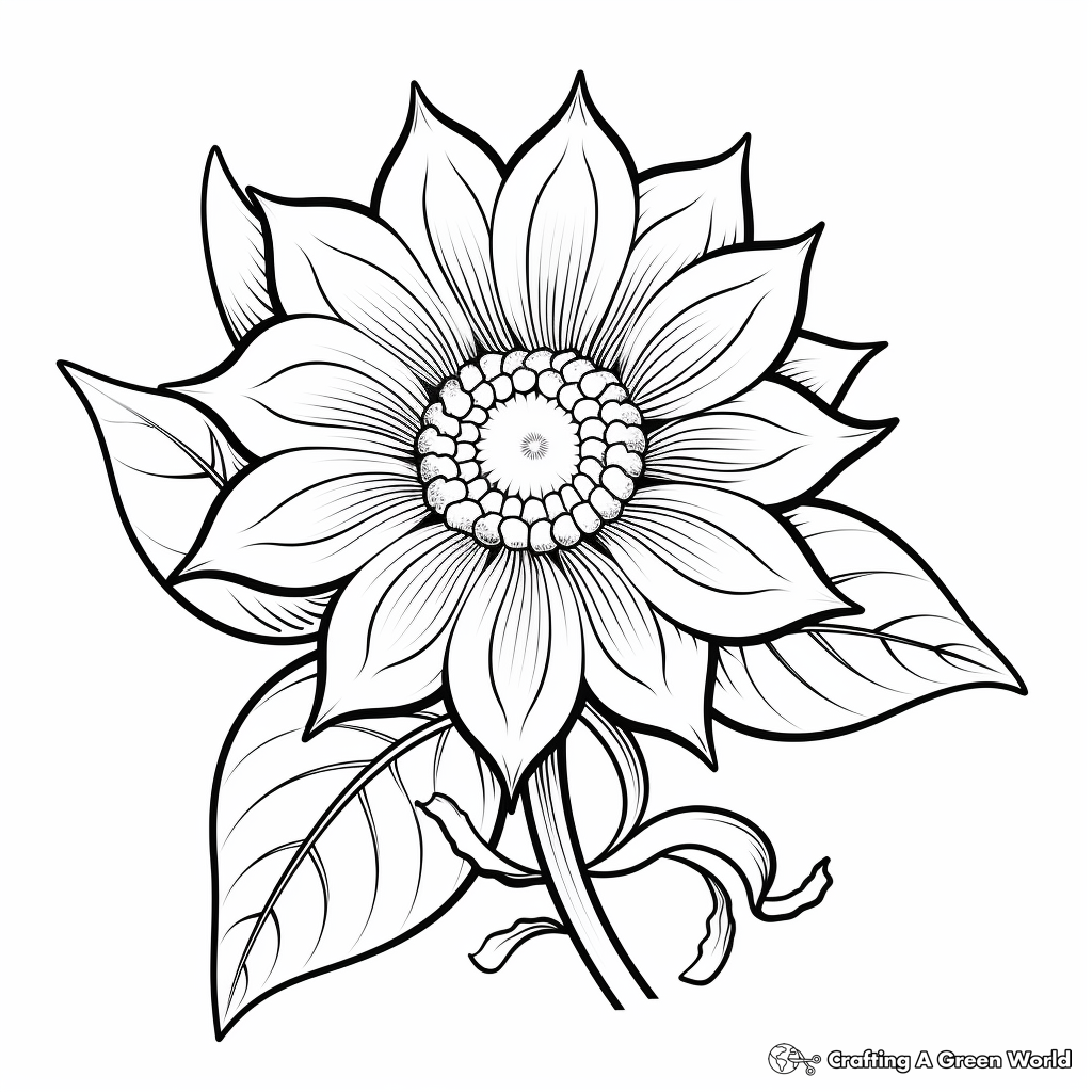 Kid-Friendly Cartoon Sunflower Coloring Pages 4