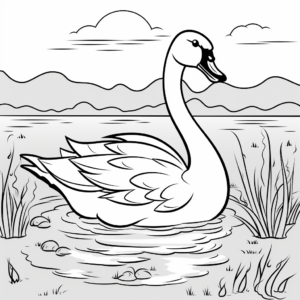Kid-Friendly Cartoon Swan Coloring Pages 1