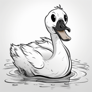 Kid-Friendly Cartoon Swan Coloring Pages 3