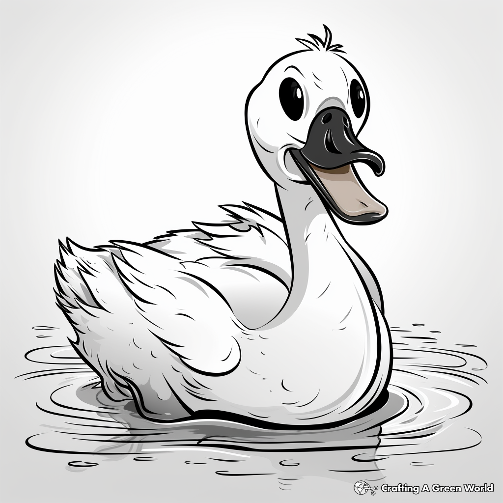 Kid-Friendly Cartoon Swan Coloring Pages 3