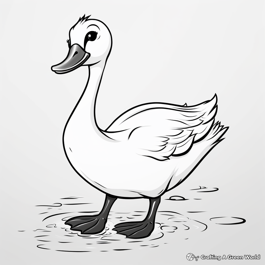 Kid-Friendly Cartoon Swan Coloring Pages 4