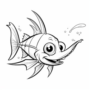 Kid-Friendly Cartoon Swordfish Coloring Pages 1