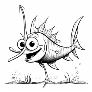 Kid-Friendly Cartoon Swordfish Coloring Pages 2