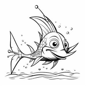 Kid-Friendly Cartoon Swordfish Coloring Pages 3
