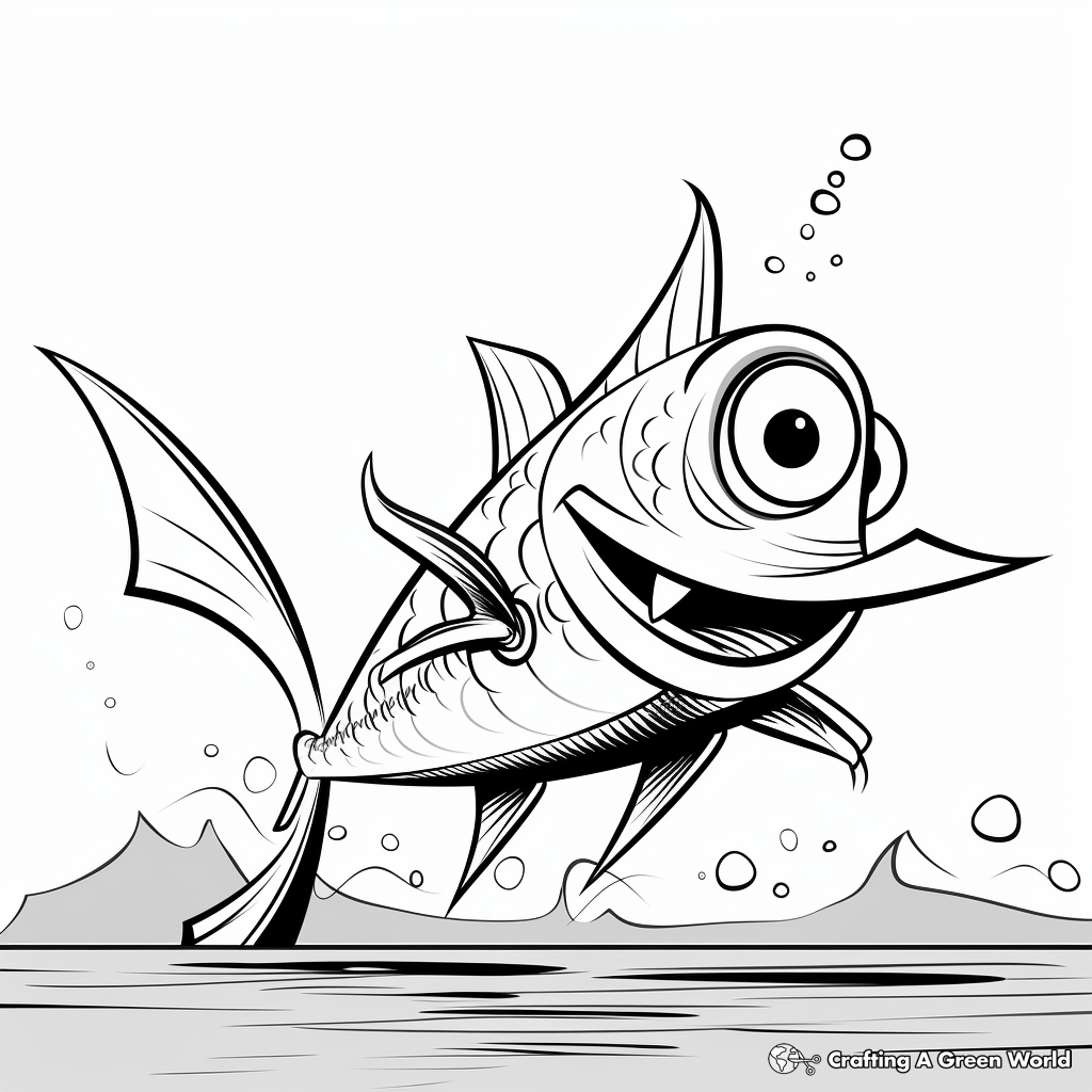 Kid-Friendly Cartoon Swordfish Coloring Pages 4