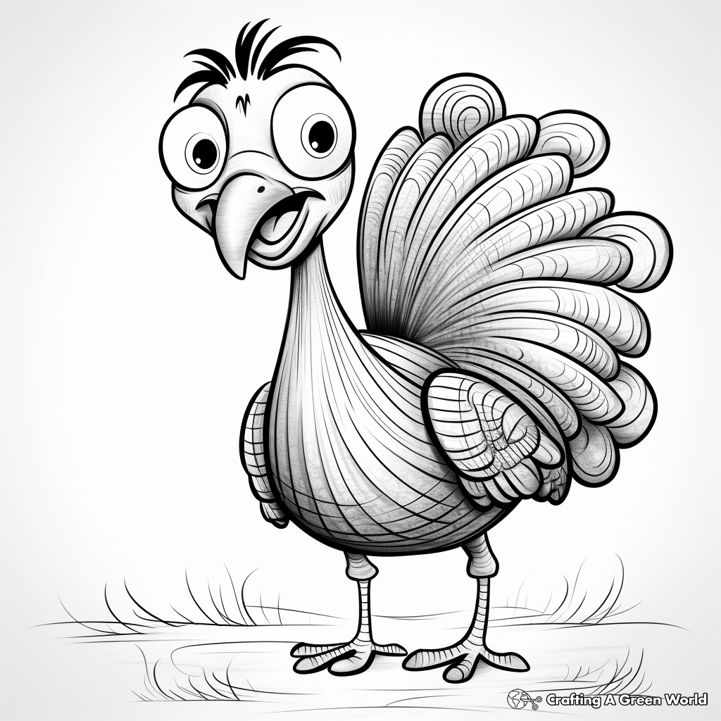 Kid-Friendly Cartoon Turkey Coloring Pages 1