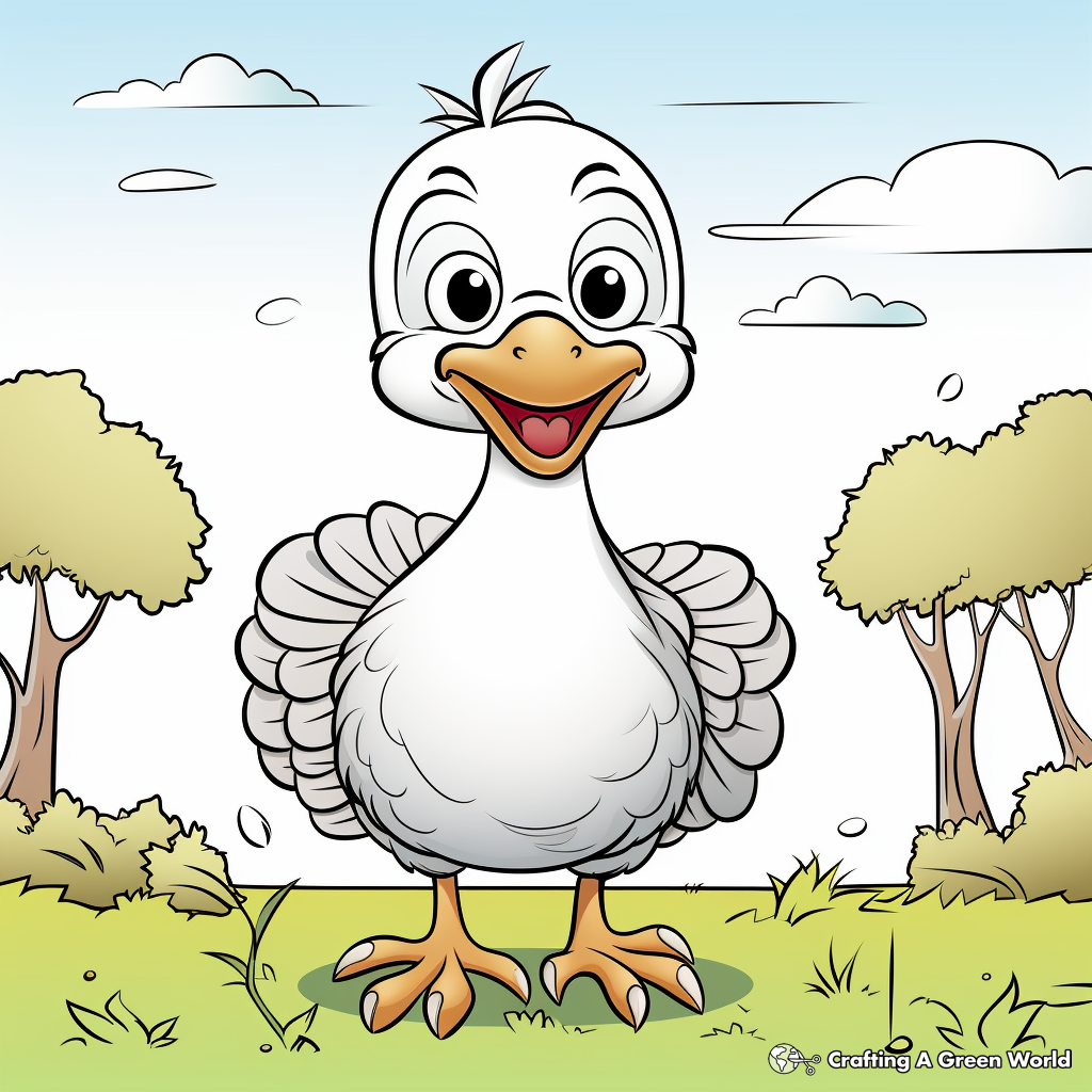 Kid-Friendly Cartoon Turkey Coloring Pages 2