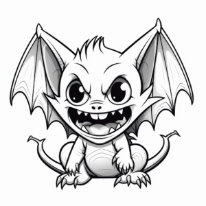 Kid-Friendly Cartoon Vampire Bat Coloring Pages 3