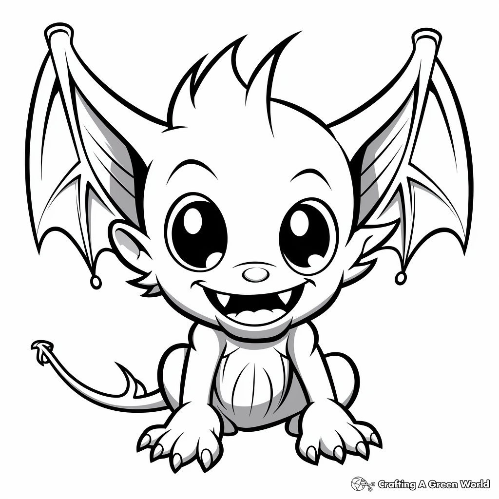 Kid-Friendly Cartoon Vampire Bat Coloring Pages 4