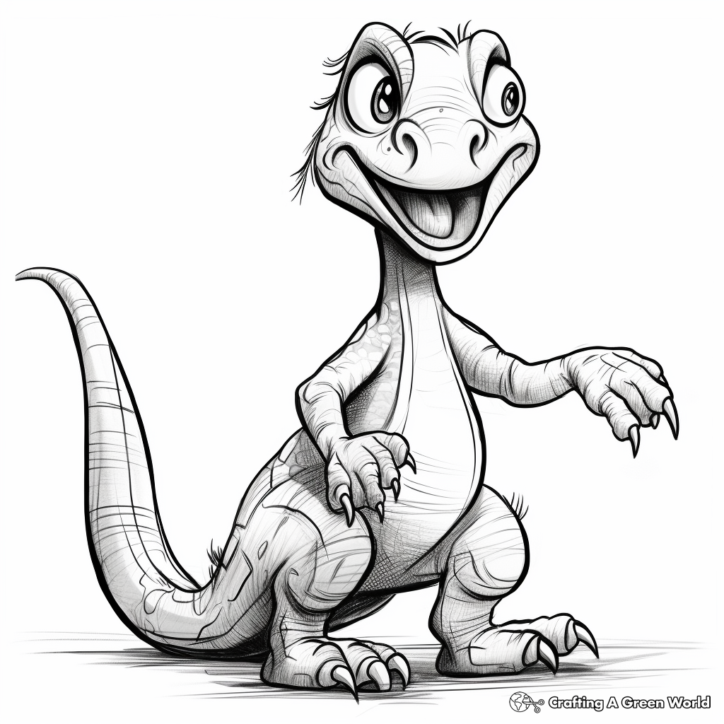 Kid-Friendly Cartoon Velociraptor Coloring Pages 3