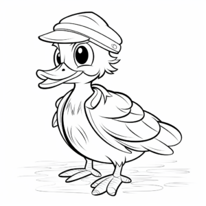 Kid-Friendly Cartoon Wood Duck Coloring Pages 1