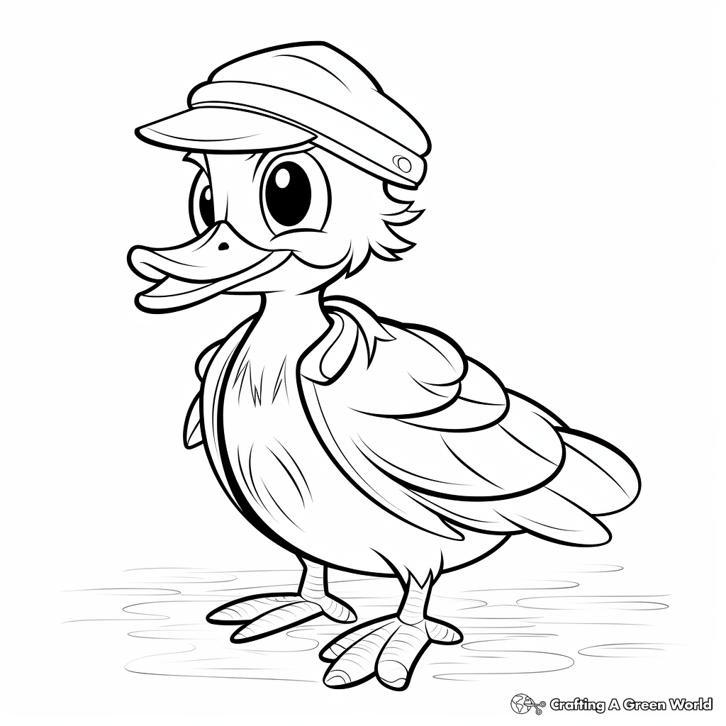 Kid-Friendly Cartoon Wood Duck Coloring Pages 1
