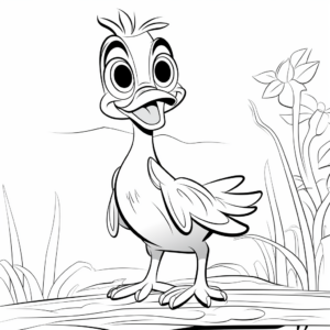 Kid-Friendly Cartoon Wood Duck Coloring Pages 4