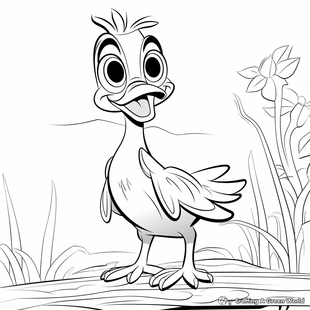 Kid-Friendly Cartoon Wood Duck Coloring Pages 4