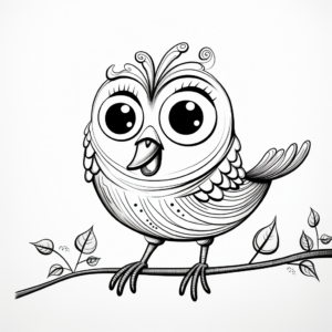 Kid-Friendly Cartoon Wren Coloring Pages 2