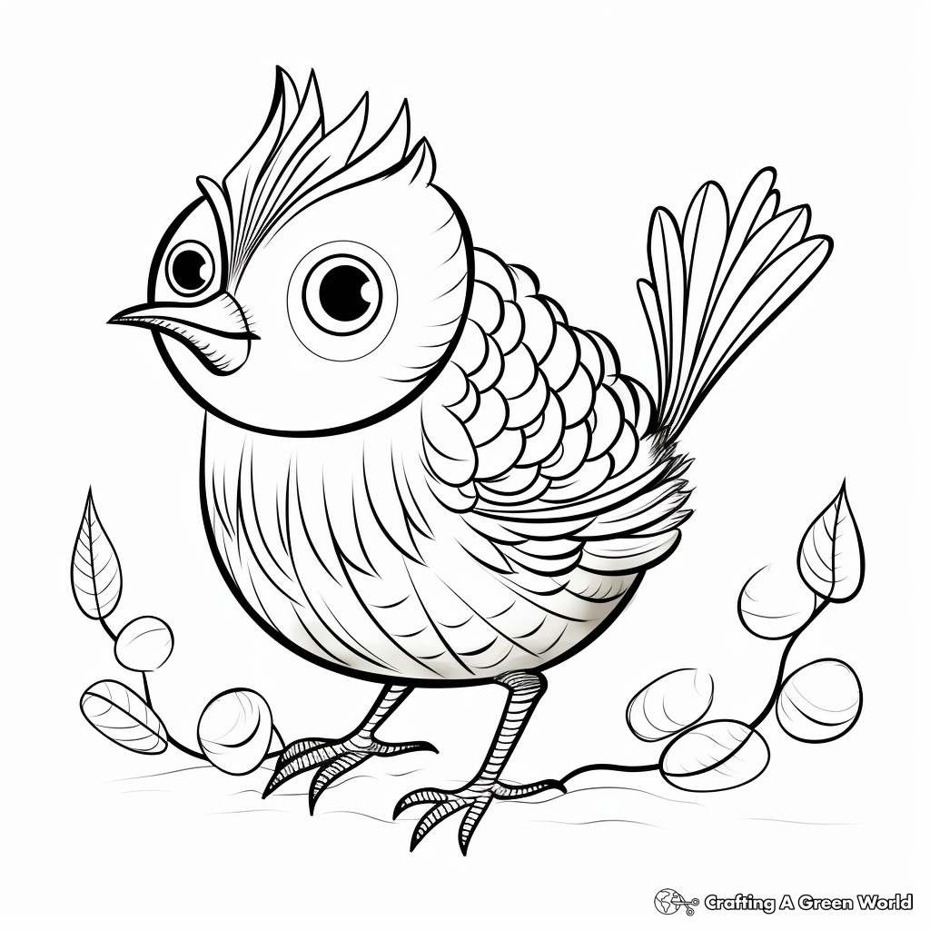 Kid-Friendly Cartoon Wren Coloring Pages 4