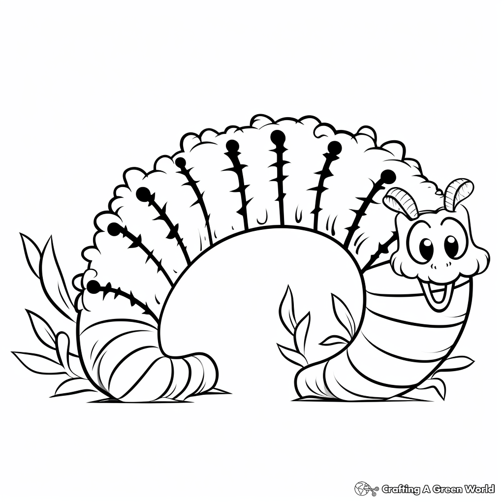 Kid-Friendly Caterpillar to Butterfly Lifecycle Coloring Pages 4