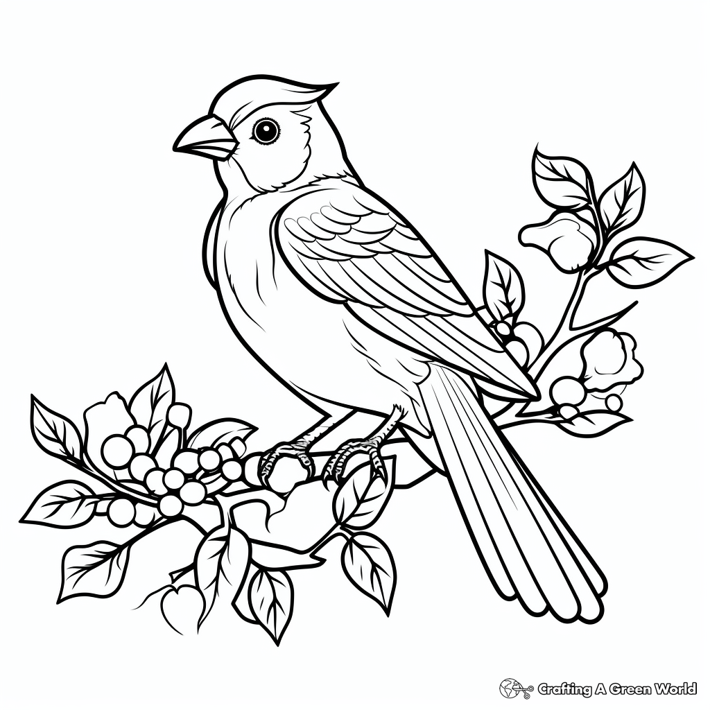 Kid-friendly Christmas Cardinal Coloring Pages 1