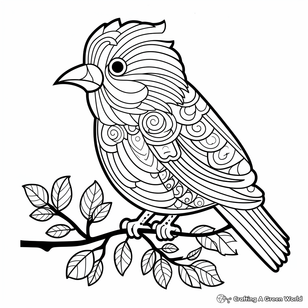 Kid-friendly Christmas Cardinal Coloring Pages 3