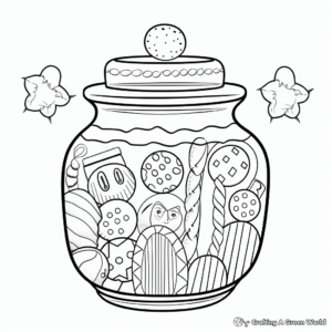 Kid-Friendly Colorful Candy Jar Coloring Pages 1