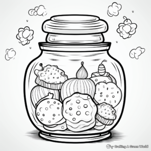 Kid-Friendly Colorful Candy Jar Coloring Pages 2