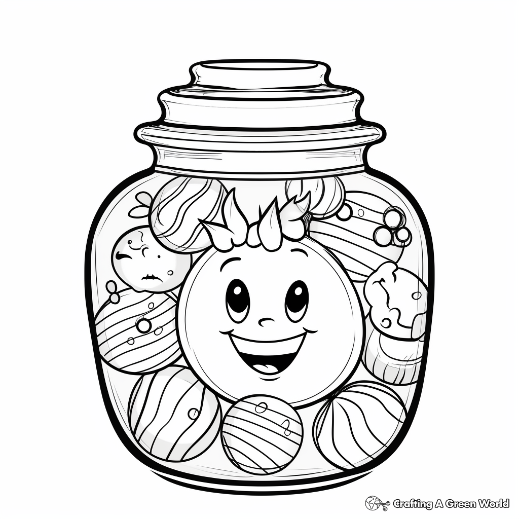 Kid-Friendly Colorful Candy Jar Coloring Pages 3