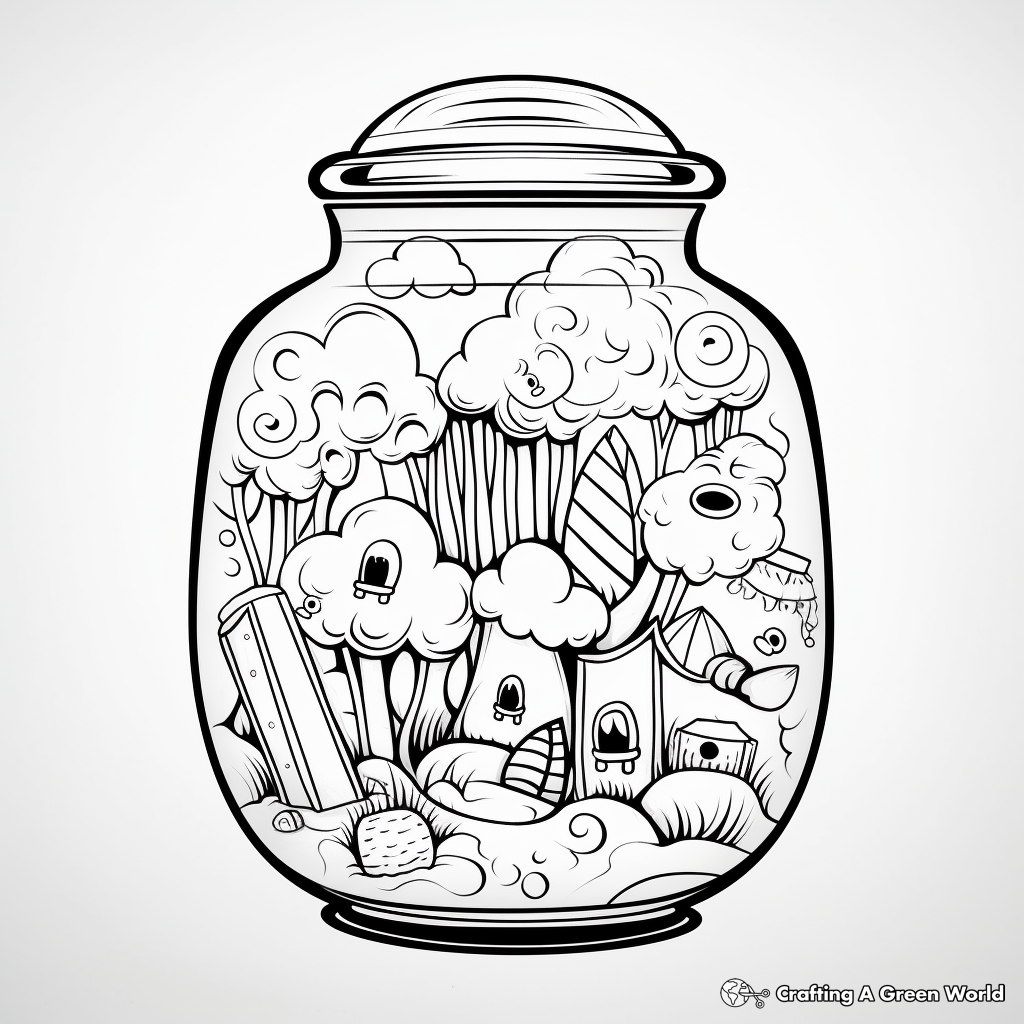 Kid-Friendly Colorful Candy Jar Coloring Pages 4