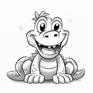 Kid-Friendly Cute Alligator Coloring Pages 2